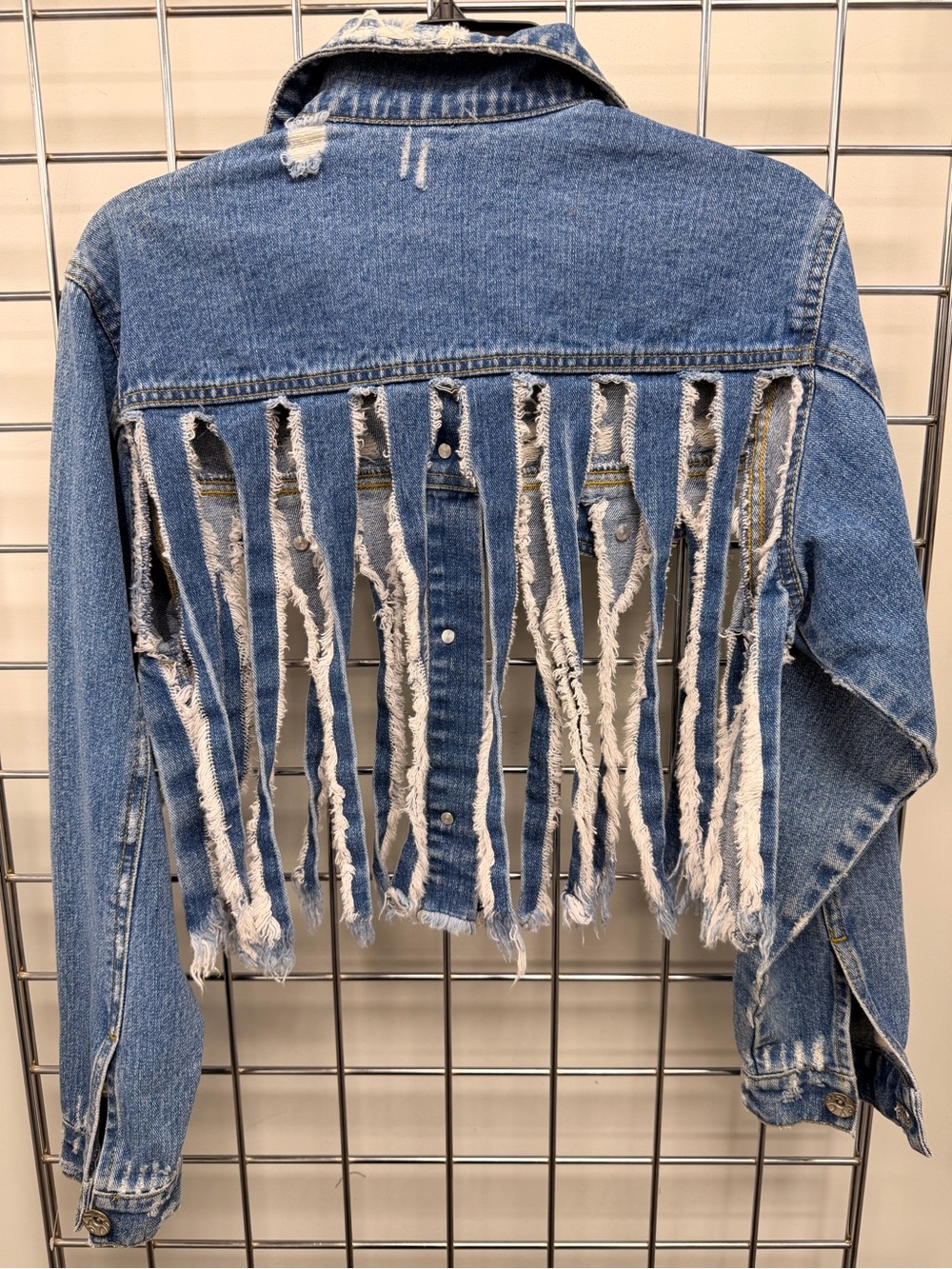 Rustic Raggs Blue Distressed Fringe Denim Jacket - Picture 2 of 2